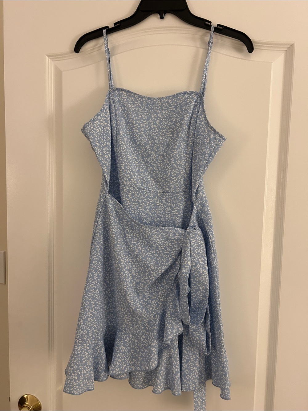 Light Blue Floral Tie-Waist Sundress